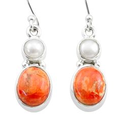 Clearance Sale- 7.24cts natural orange mojave turquoise white pearl 925 silver earrings t71064