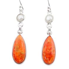 11.40cts natural orange mojave turquoise white pearl 925 silver earrings t71072