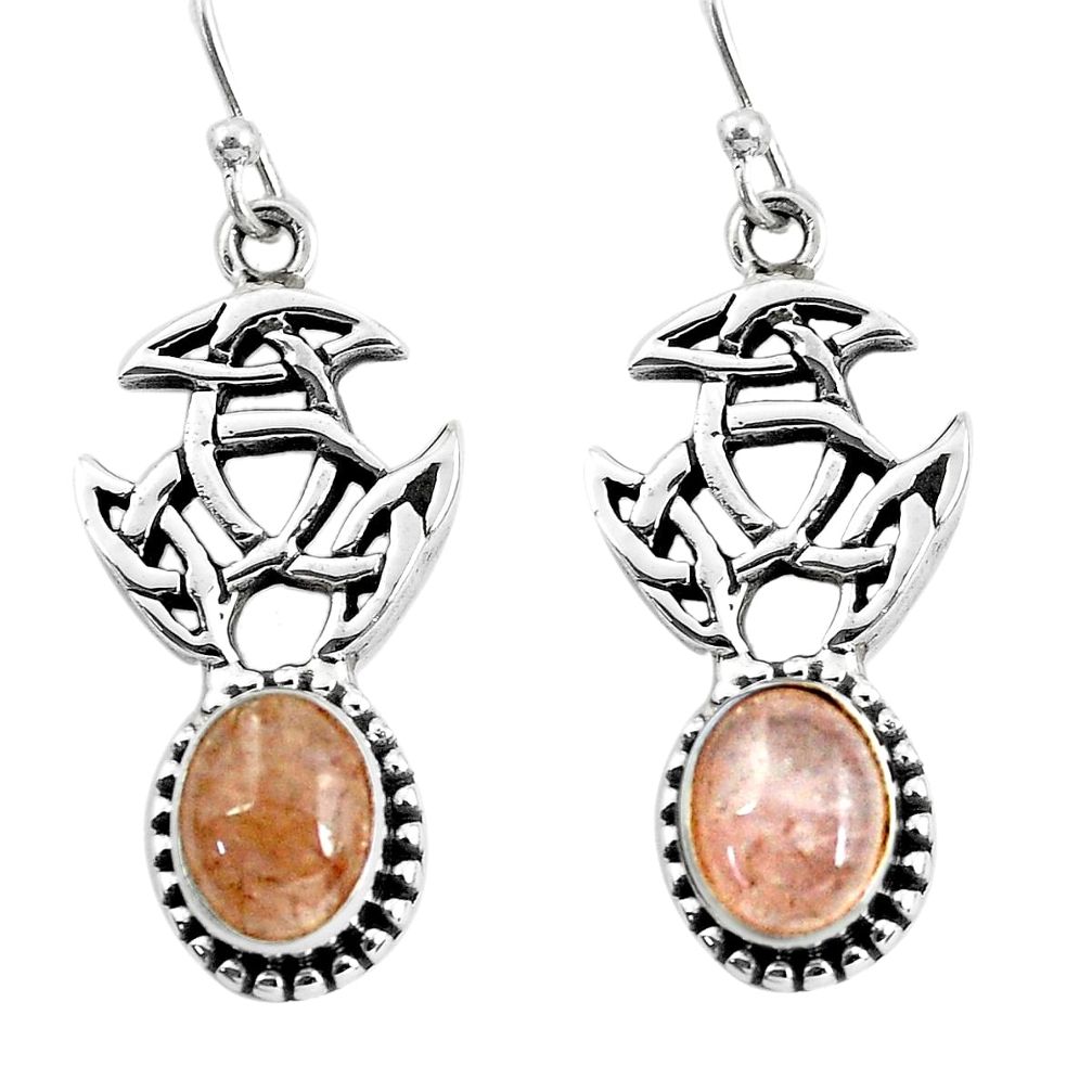 6.57cts natural orange morganite 925 sterling silver dangle earrings p60773