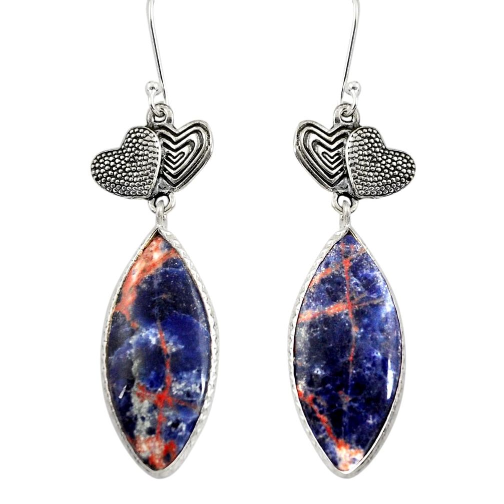  orange sodalite 925 silver couple hearts earrings d39648
