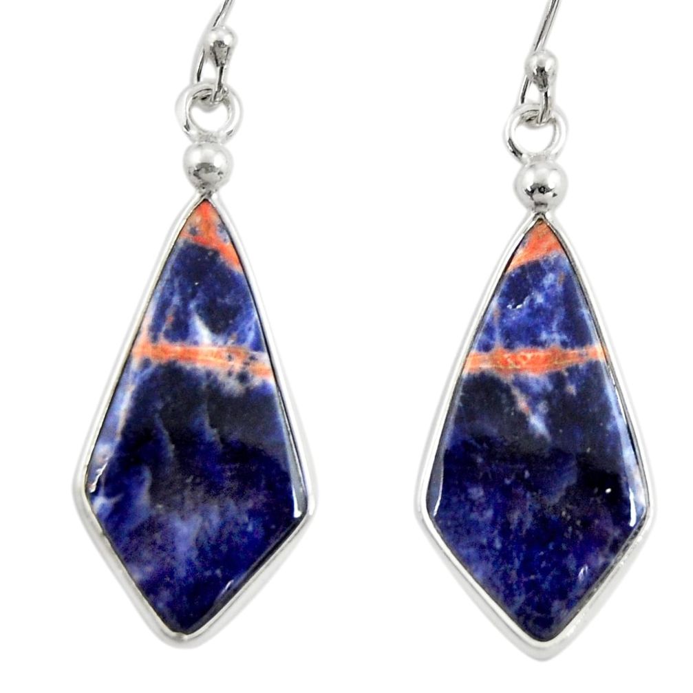 10.84cts natural orange sodalite 925 sterling silver dangle earrings r28890