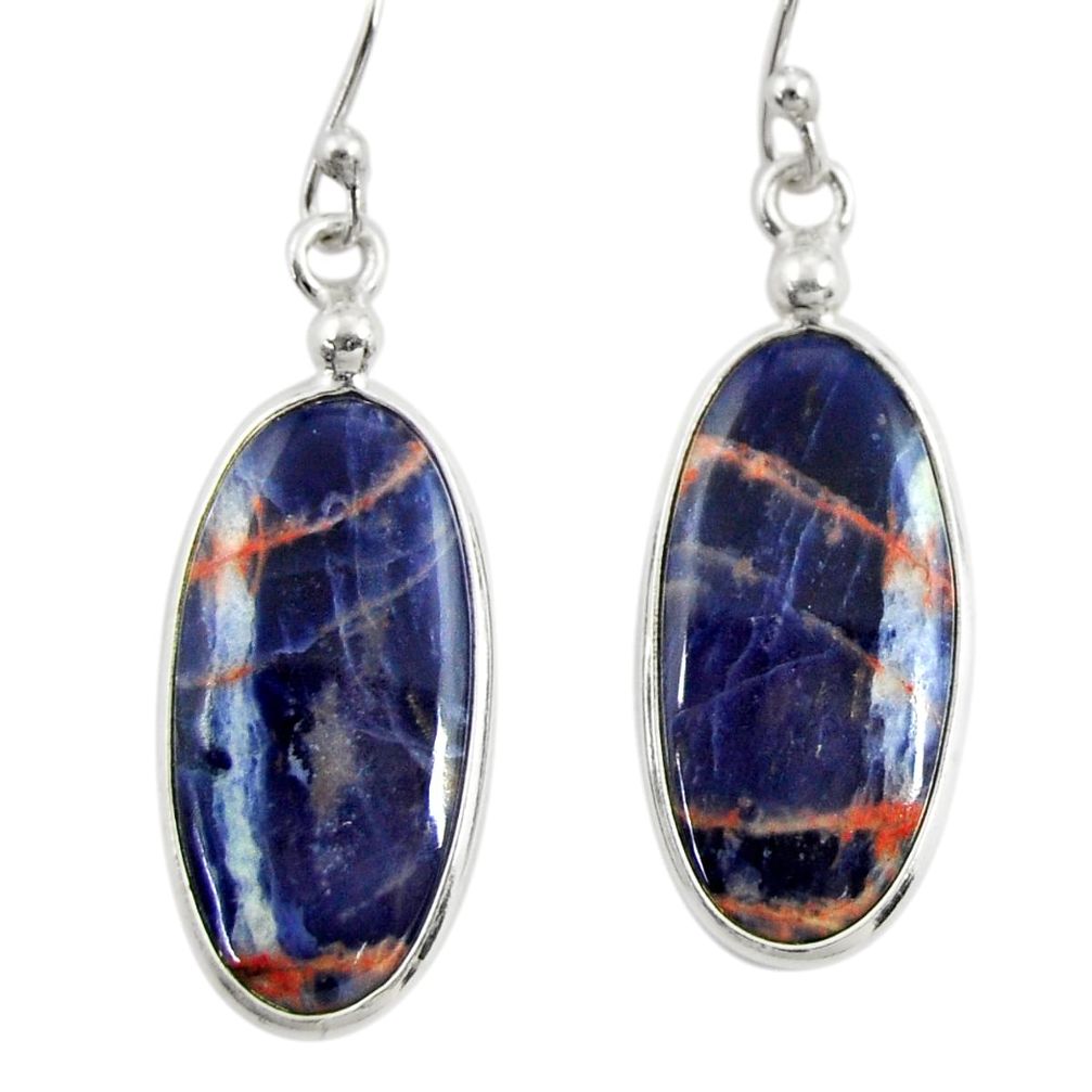 10.89cts natural orange sodalite 925 sterling silver dangle earrings r28893