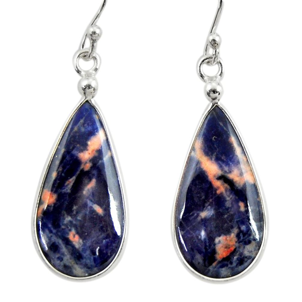 10.33cts natural orange sodalite 925 sterling silver dangle earrings r28896