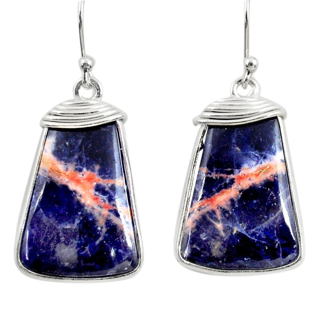 13.64cts natural orange sodalite 925 sterling silver dangle earrings r28900