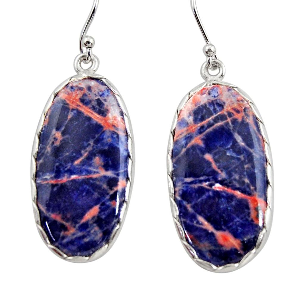 16.50cts natural orange sodalite 925 sterling silver dangle earrings r30422