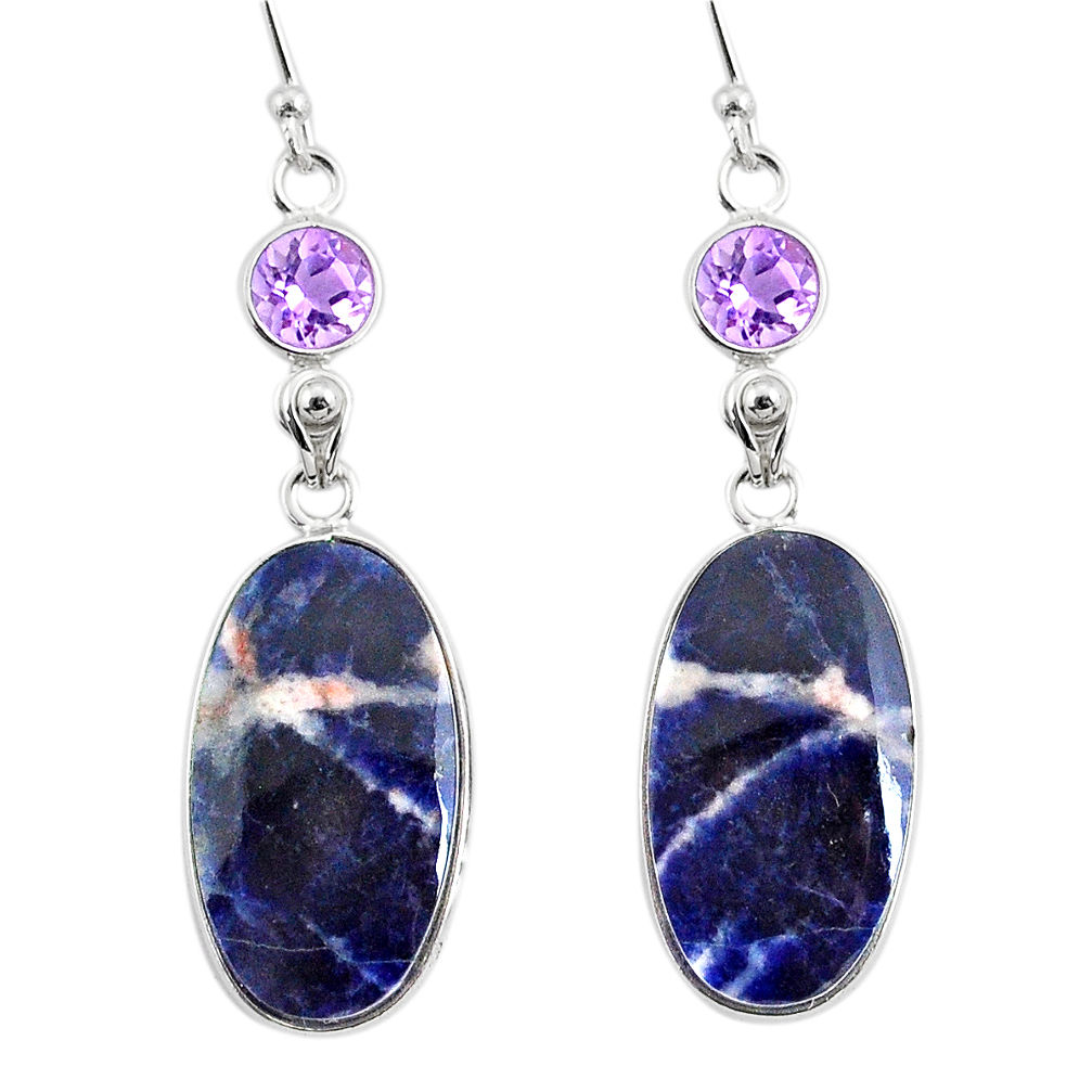 20.40cts natural orange sodalite amethyst 925 silver dangle earrings r75606