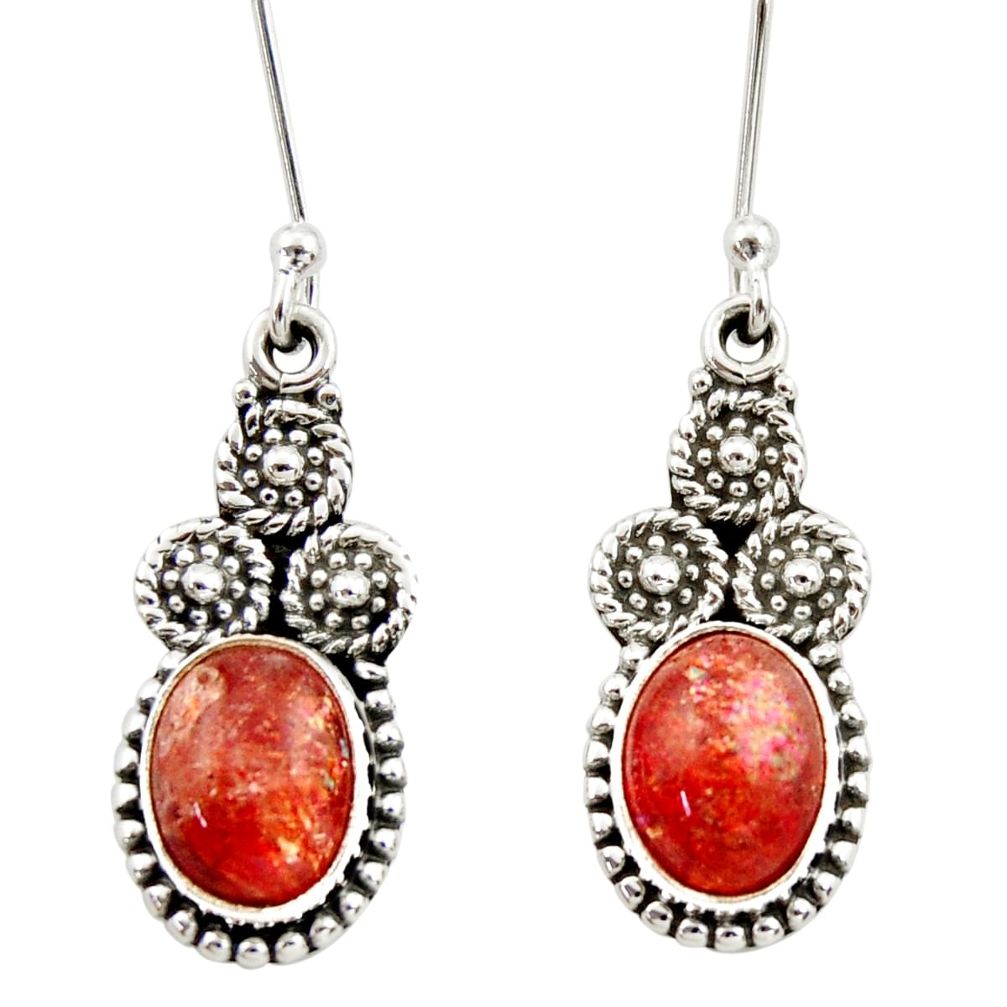 orange sunstone (hematite feldspar) 925 silver earrings d40950