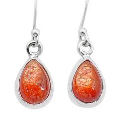 4.91cts natural orange sunstone (hematite feldspar) 925 silver earrings u60442