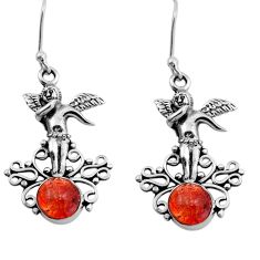5.52cts natural orange sunstone (hematite feldspar) silver angel earrings n27987