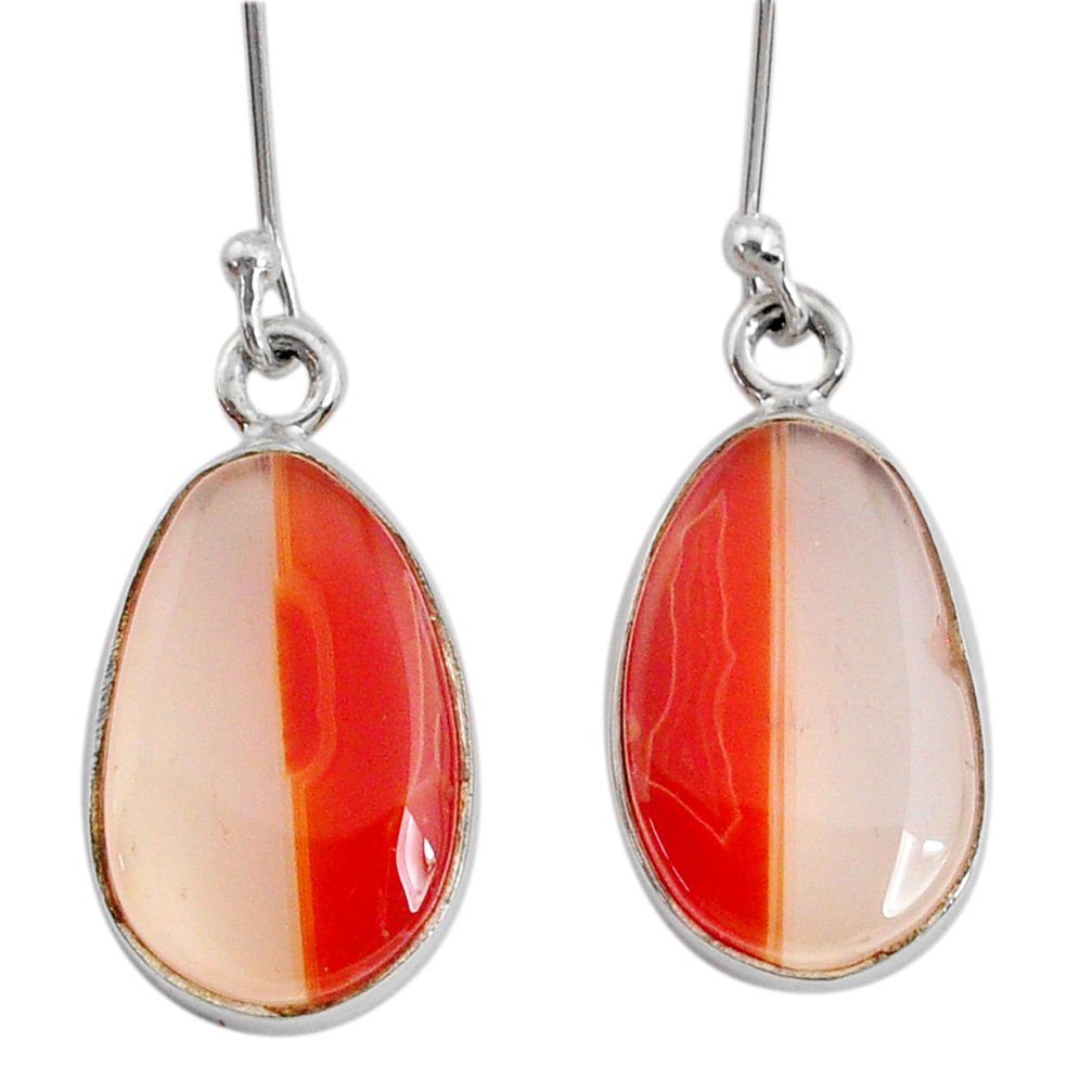 14.23cts natural pink botswana agate 925 sterling silver dangle earrings r73031