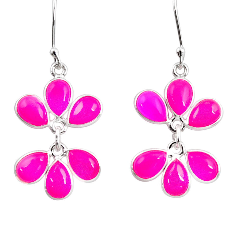 13.10cts natural pink chalcedony 925 sterling silver chandelier earrings d39887