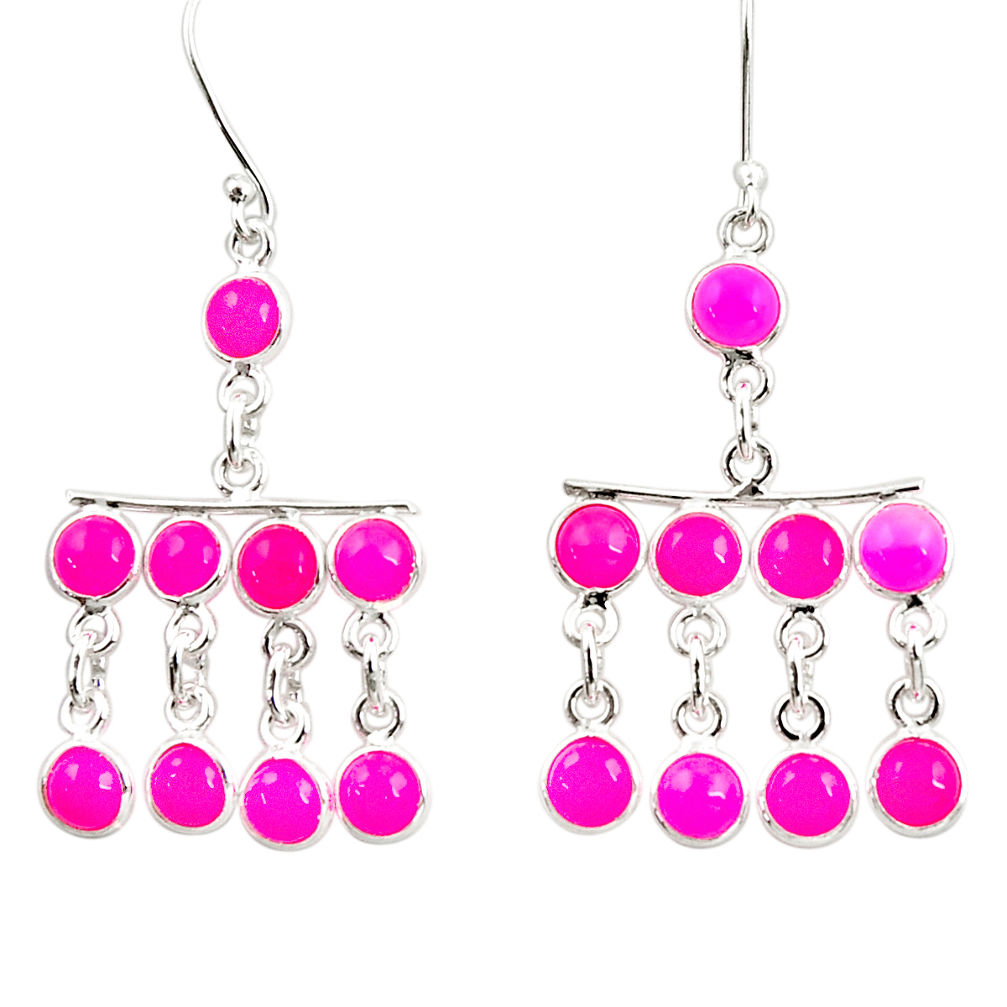 16.20cts natural pink chalcedony 925 sterling silver chandelier earrings d39891