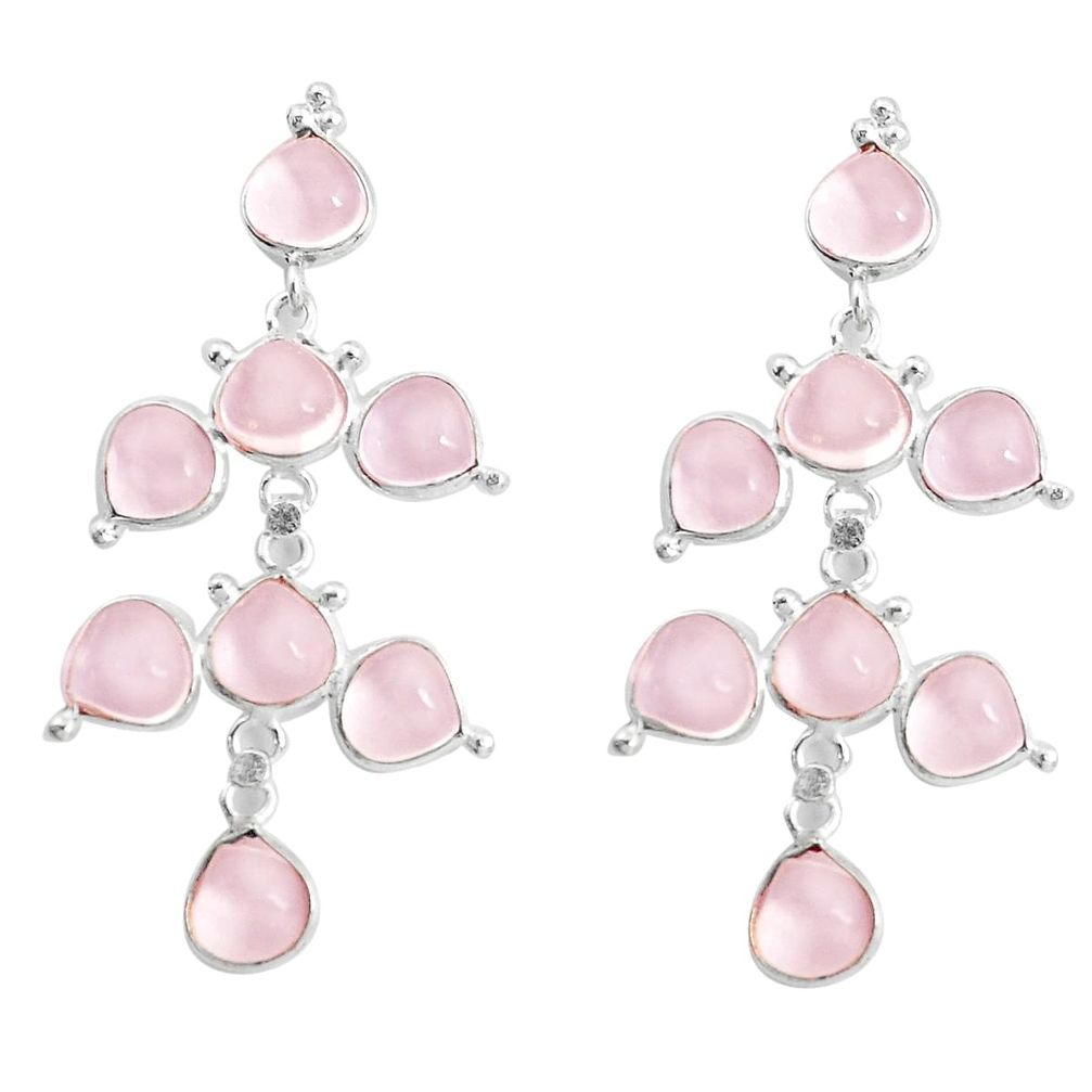 15.37cts natural pink chalcedony 925 sterling silver chandelier earrings p43893