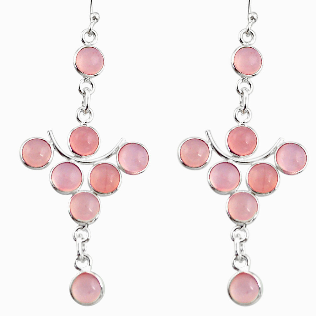 12.66cts natural pink chalcedony 925 sterling silver dangle earrings r33561