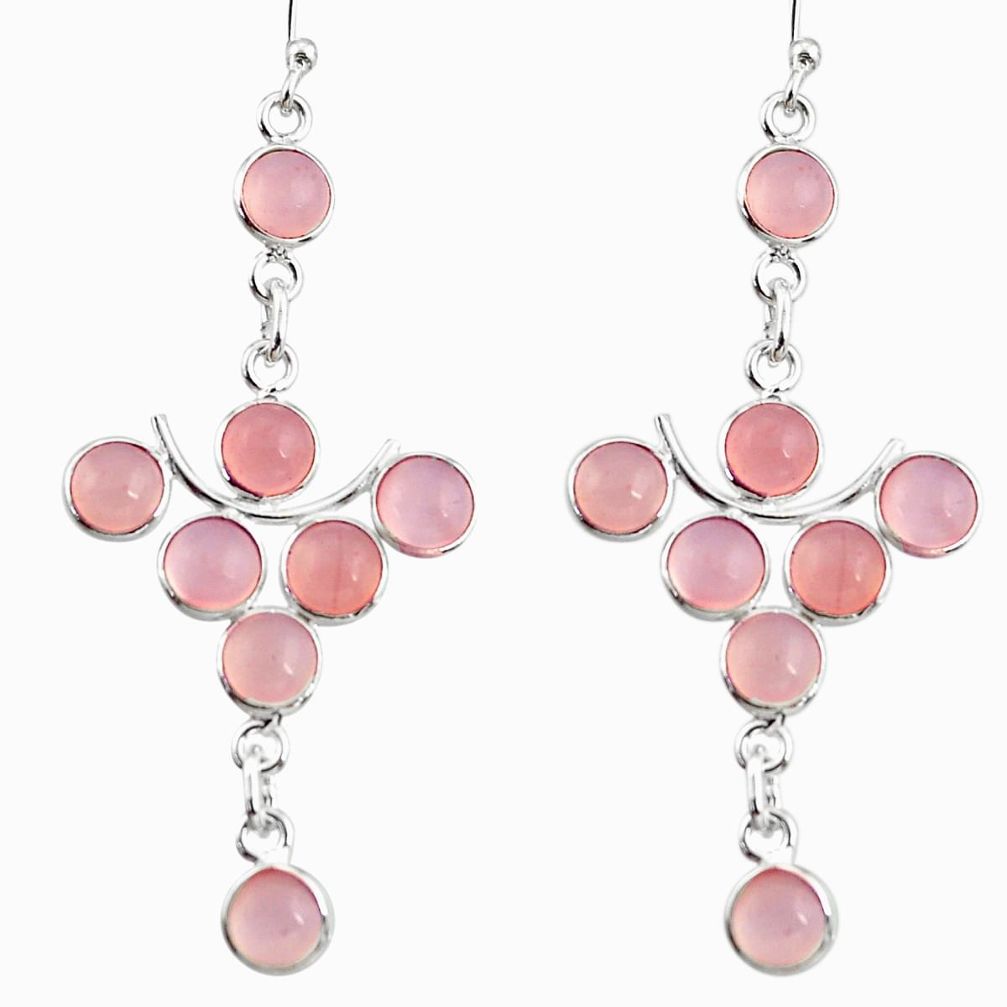 12.66cts natural pink chalcedony 925 sterling silver dangle earrings r33562