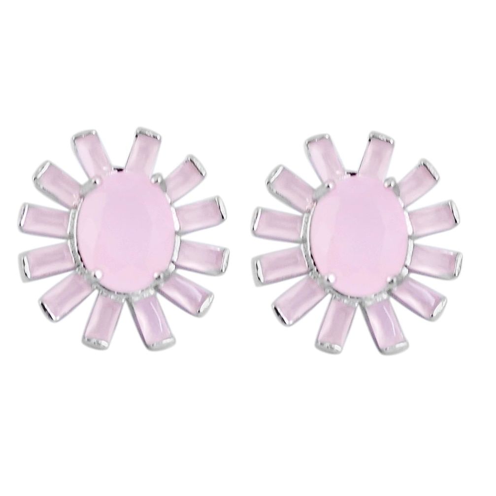 13.28cts natural pink chalcedony topaz 925 sterling silver earrings c20185