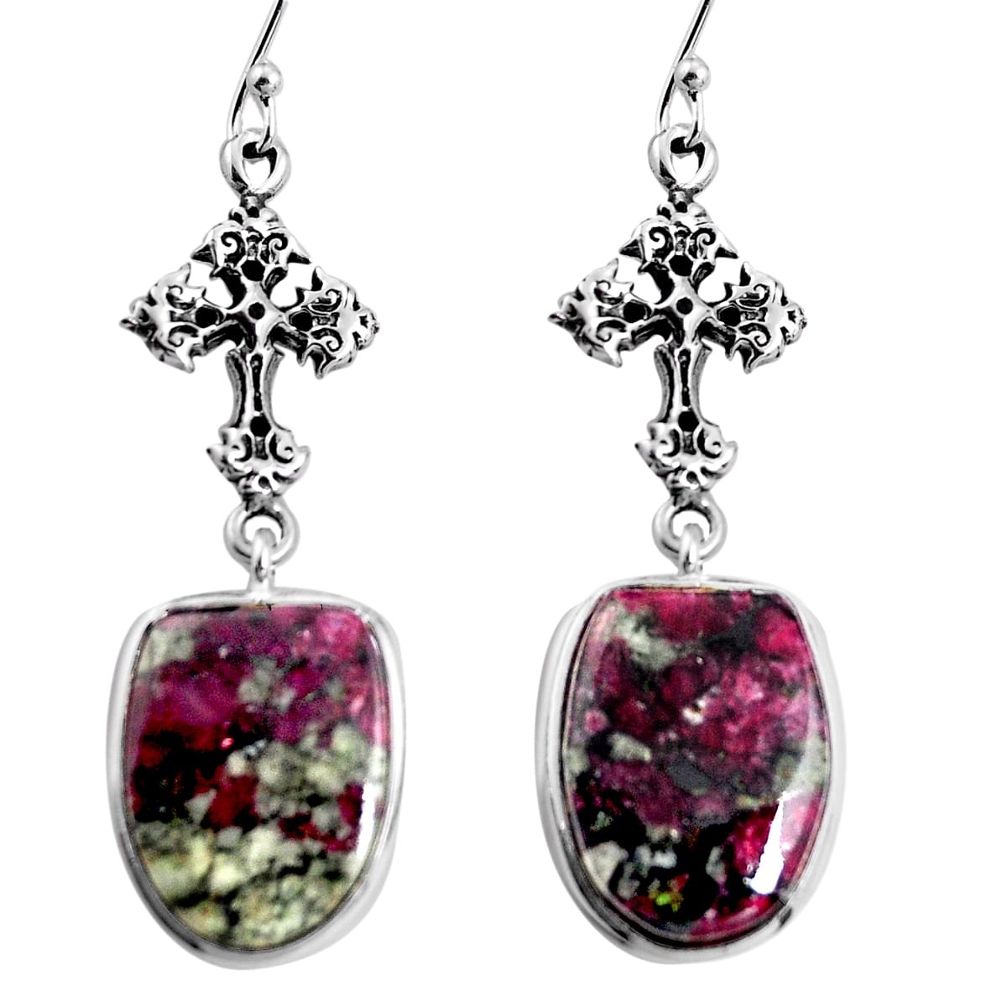  pink eudialyte 925 sterling silver holy cross earrings p91832