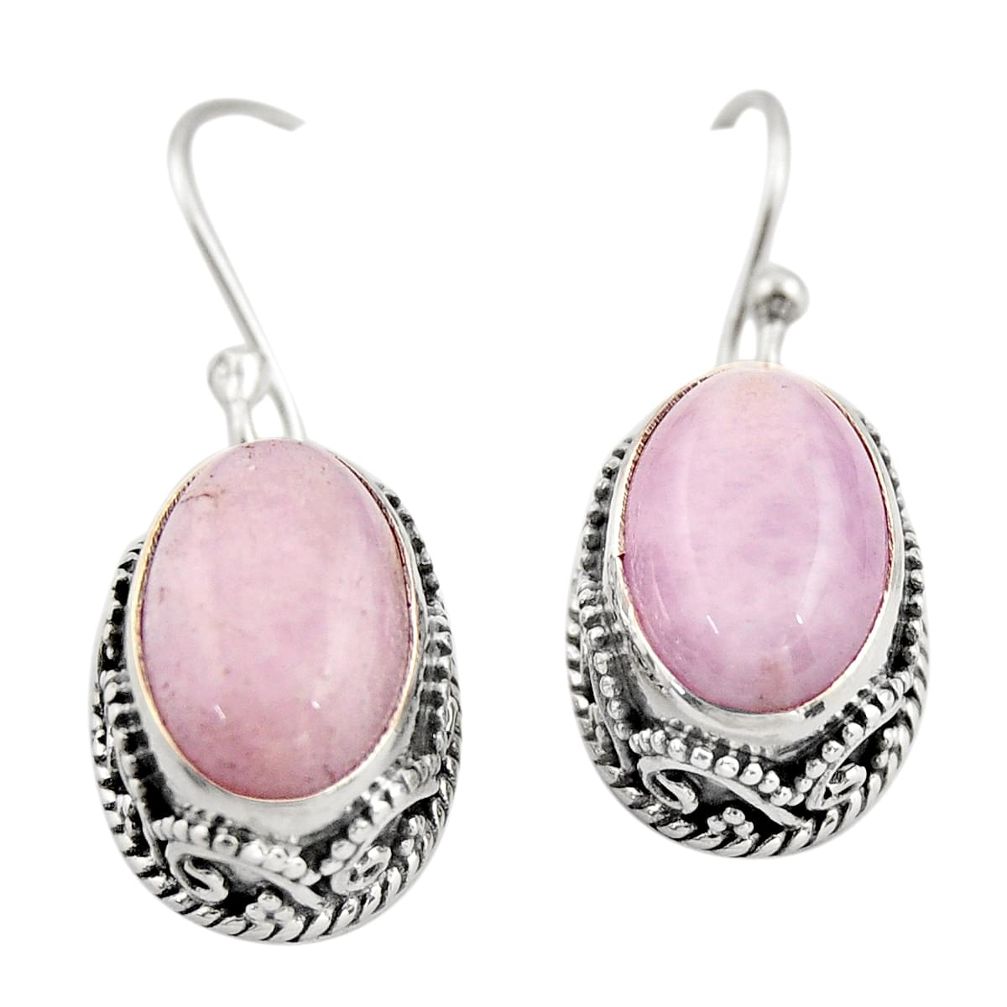8.98cts natural pink kunzite 925 sterling silver dangle earrings jewelry r21905
