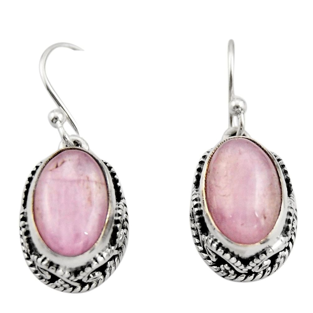 8.71cts natural pink kunzite 925 sterling silver dangle earrings jewelry r21913