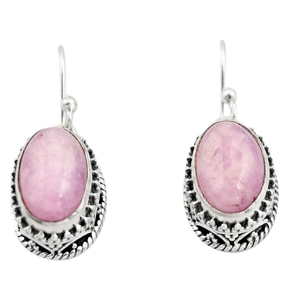 8.39cts natural pink kunzite 925 sterling silver dangle earrings jewelry r21917