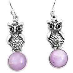 Clearance Sale- 6.27cts natural pink kunzite 925 sterling silver owl earrings jewelry p54977