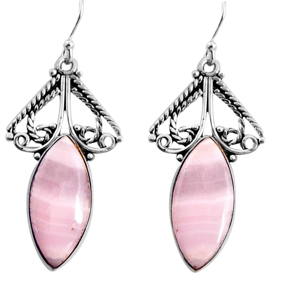  pink lace agate 925 sterling silver dangle earrings p91976