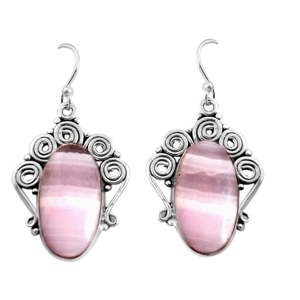  pink lace agate 925 sterling silver dangle earrings p91978