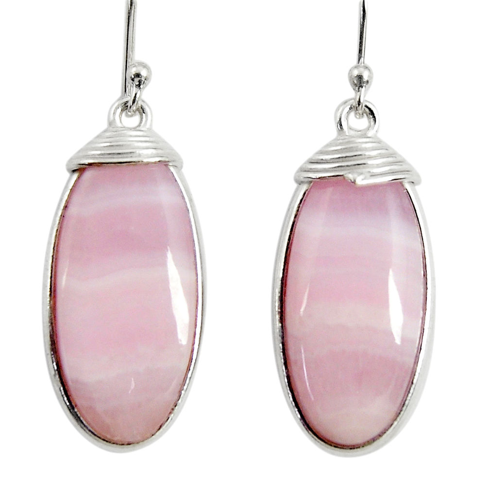 16.32cts natural pink lace agate 925 sterling silver dangle earrings r29163