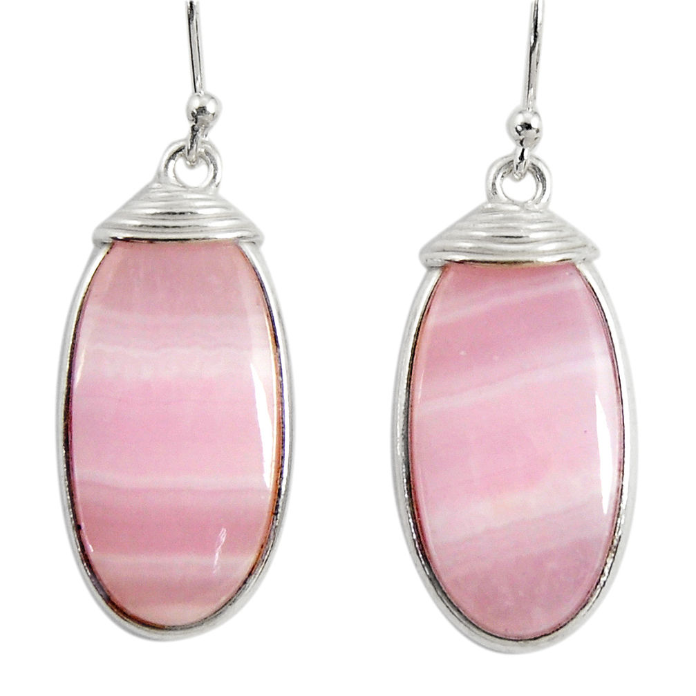 16.32cts natural pink lace agate 925 sterling silver dangle earrings r29176