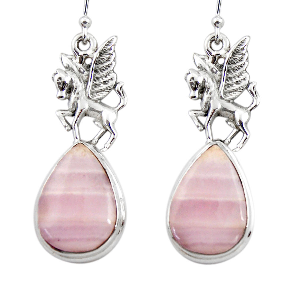 20.78cts natural pink lace agate 925 sterling silver dangle earrings r45226
