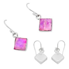 7.03cts natural pink moonstone sterling silver dangle earrings jewelry y81524