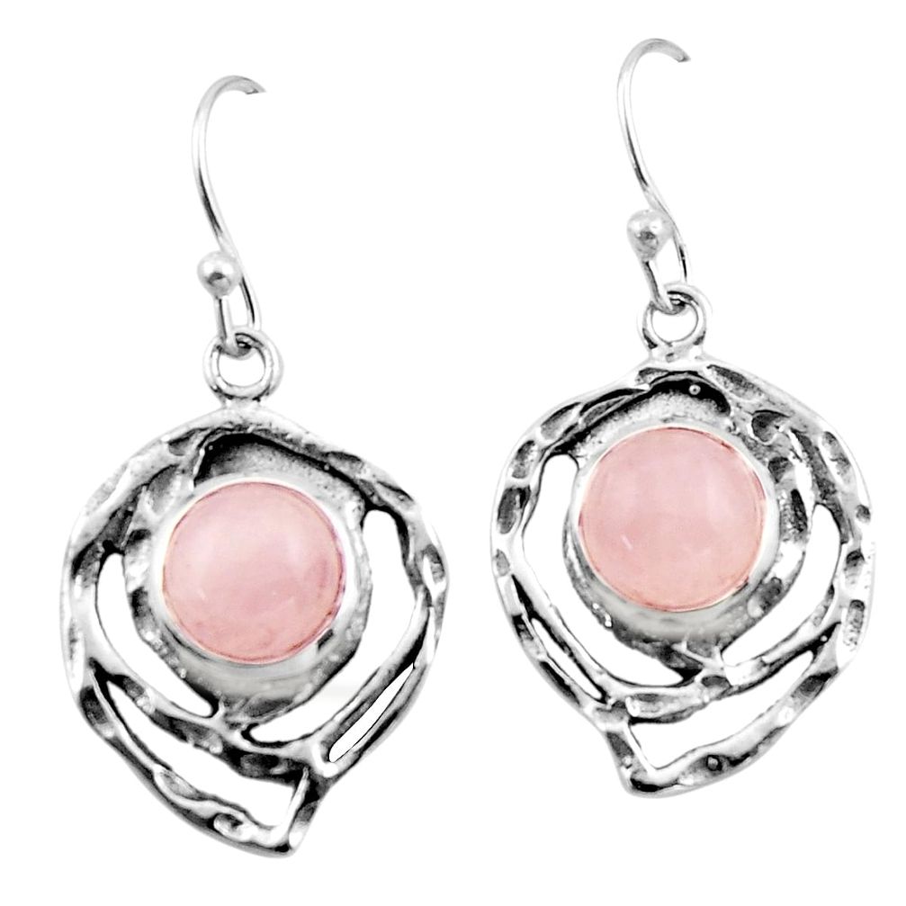 6.31cts natural pink morganite 925 sterling silver dangle earrings r42862