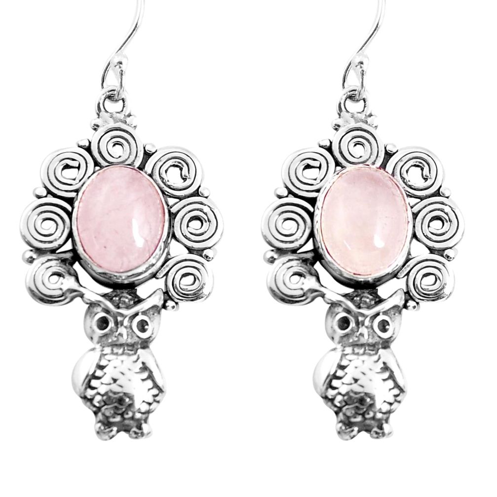 pink morganite 925 sterling silver owl earrings jewelry p52006