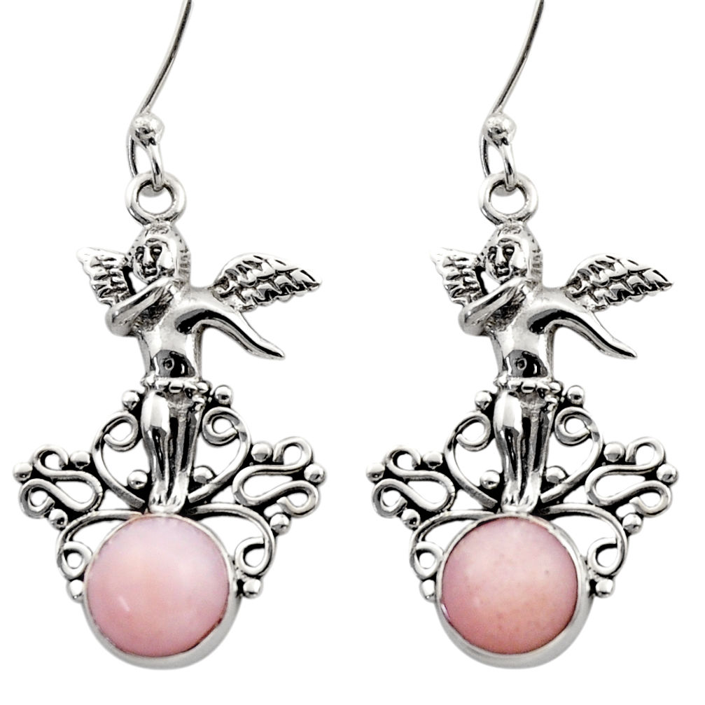 5.52cts natural pink opal 925 sterling silver angel earrings jewelry d40777