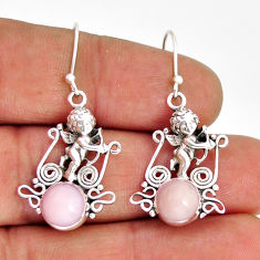 5.53cts natural pink opal 925 sterling silver angel earrings jewelry y74653