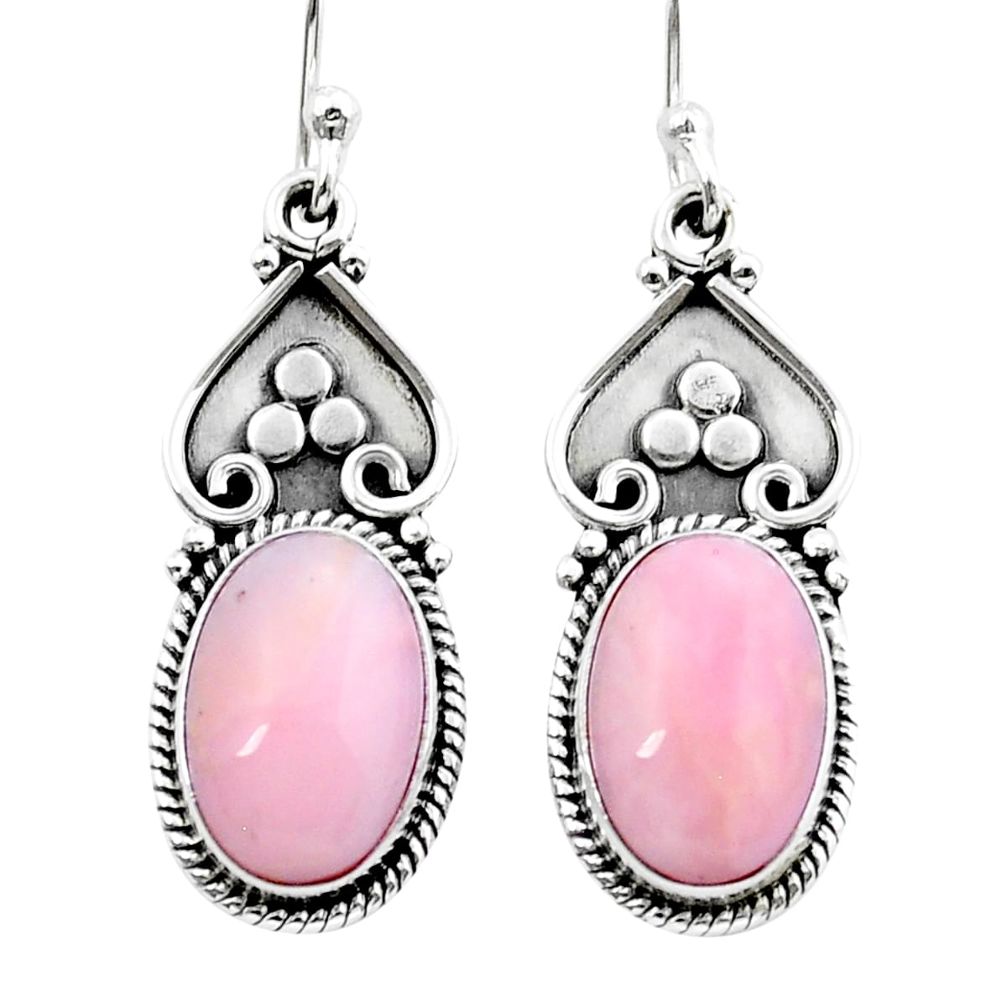 8.22cts natural pink opal 925 sterling silver dangle earrings jewelry y15378