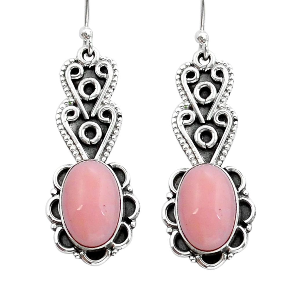 7.92cts natural pink opal 925 sterling silver dangle earrings jewelry y15526