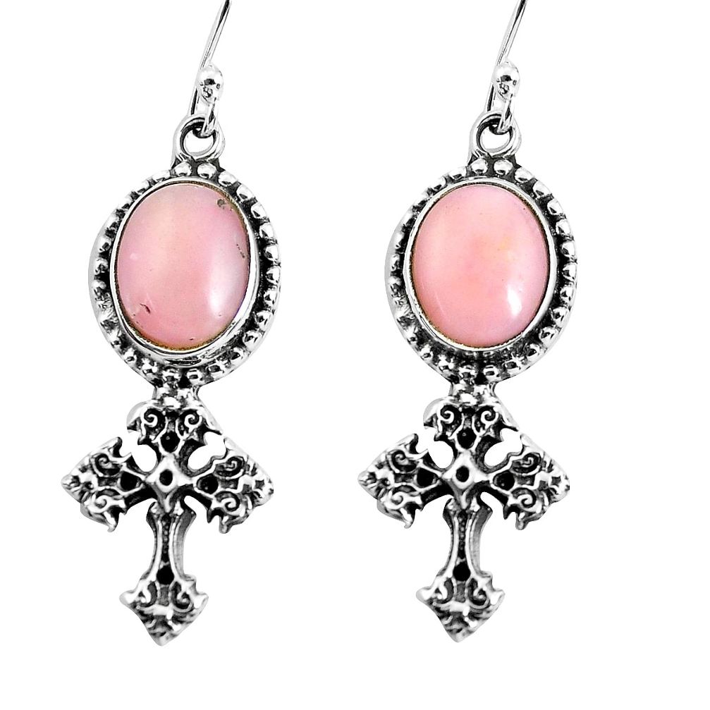 pink opal 925 sterling silver holy cross earrings jewelry p54986