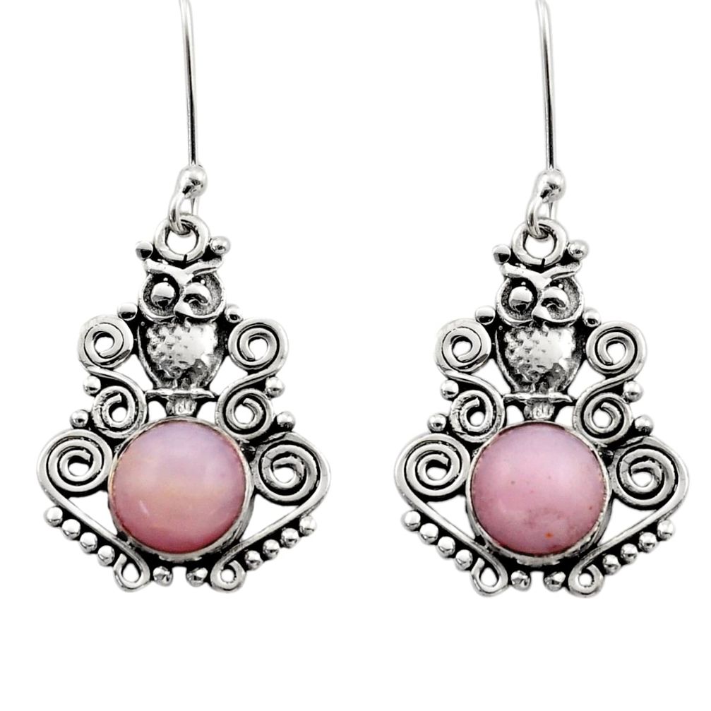 pink opal 925 sterling silver owl earrings jewelry d40772