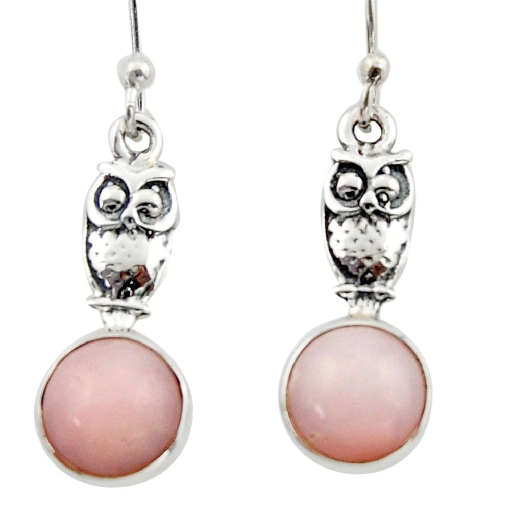 4.30cts natural pink opal 925 sterling silver owl earrings jewelry d46762