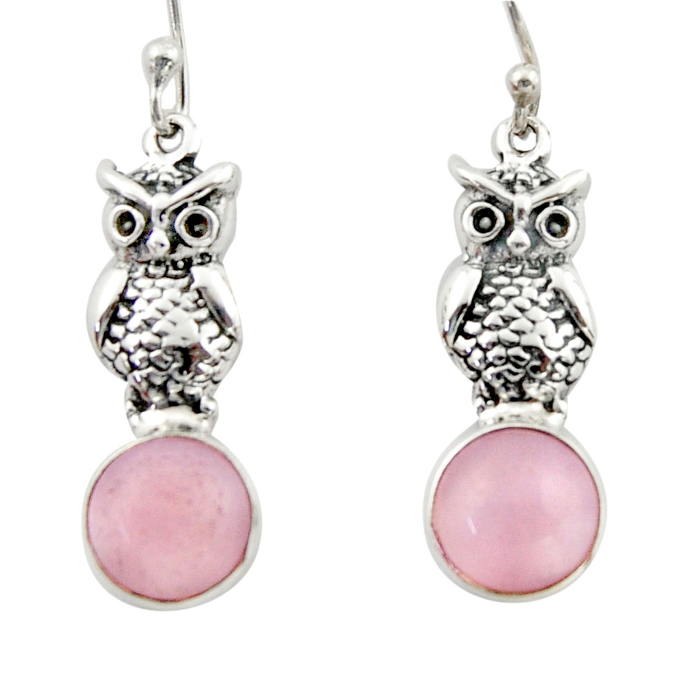 5.36cts natural pink opal 925 sterling silver owl earrings jewelry d46763