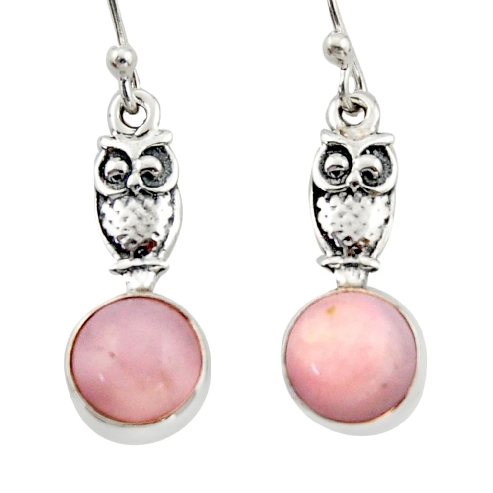 4.29cts natural pink opal 925 sterling silver owl earrings jewelry d46765