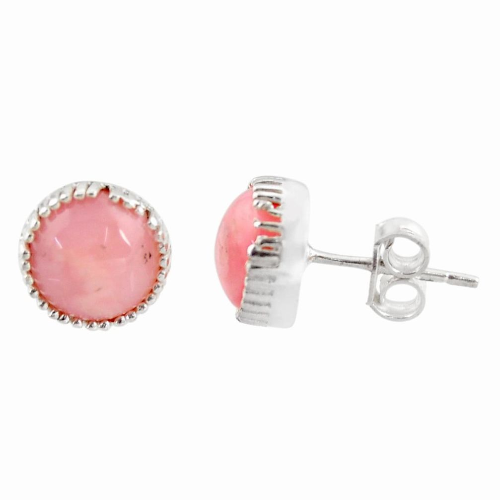 5.39cts natural pink opal 925 sterling silver stud earrings jewelry r37653