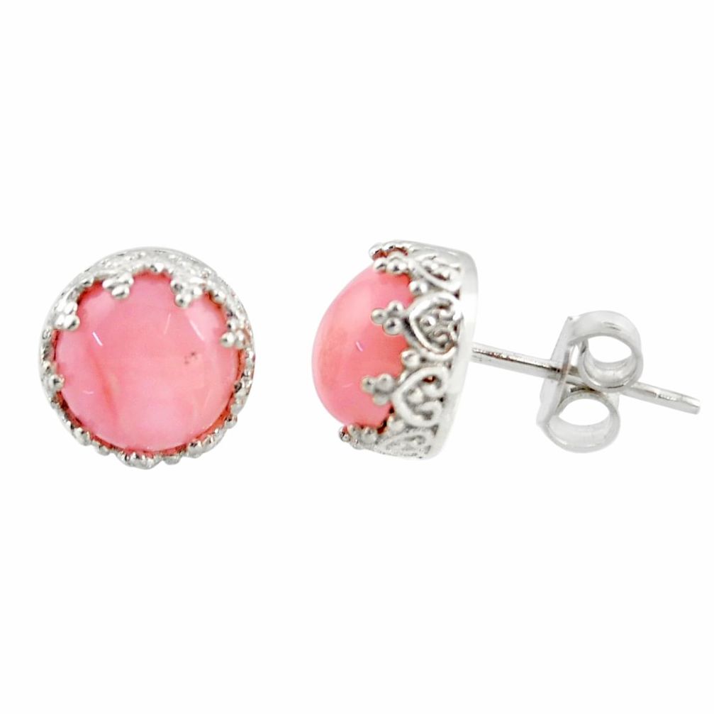 5.45cts natural pink opal 925 sterling silver stud earrings jewelry r37661