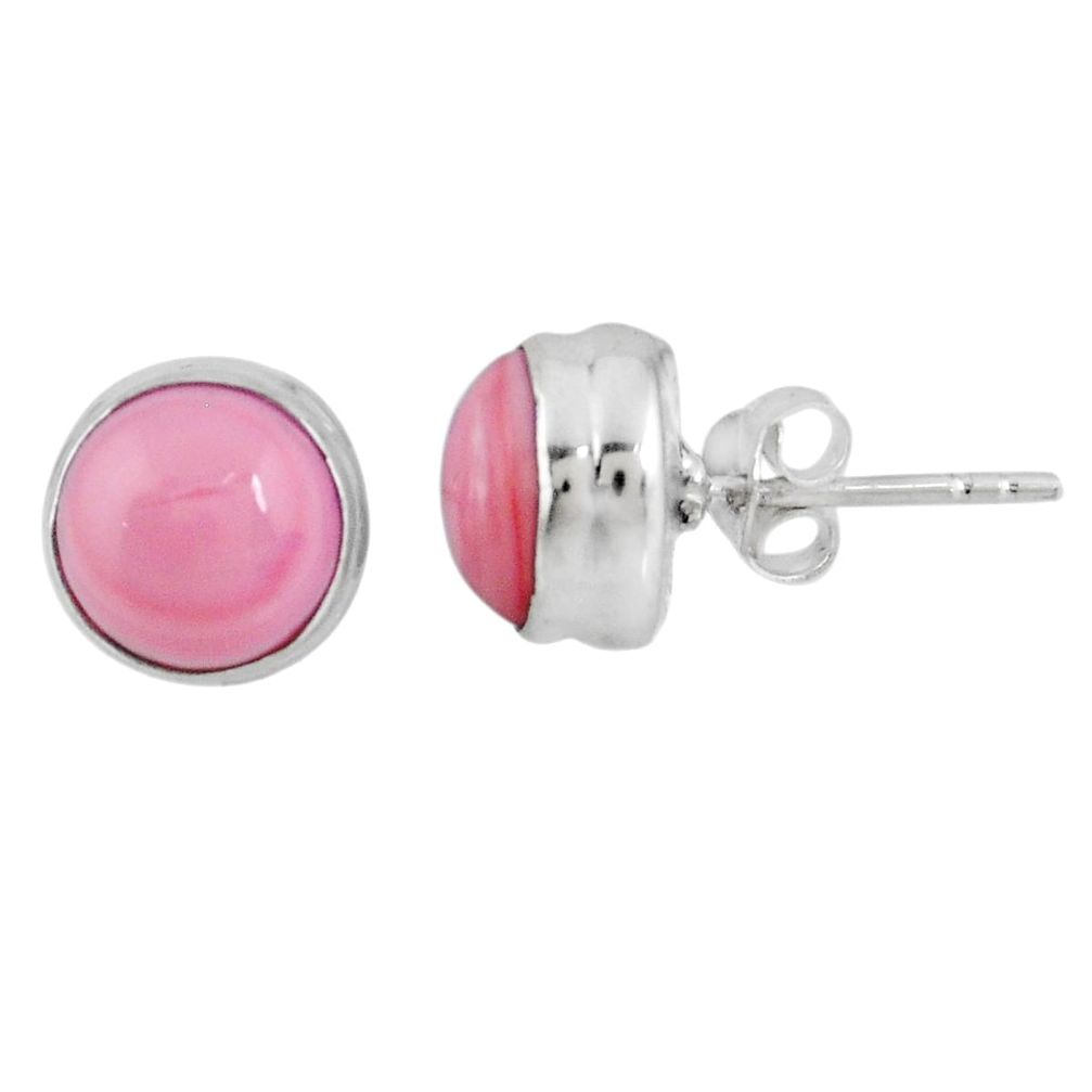 5.38cts natural pink opal 925 sterling silver stud earrings jewelry r56446