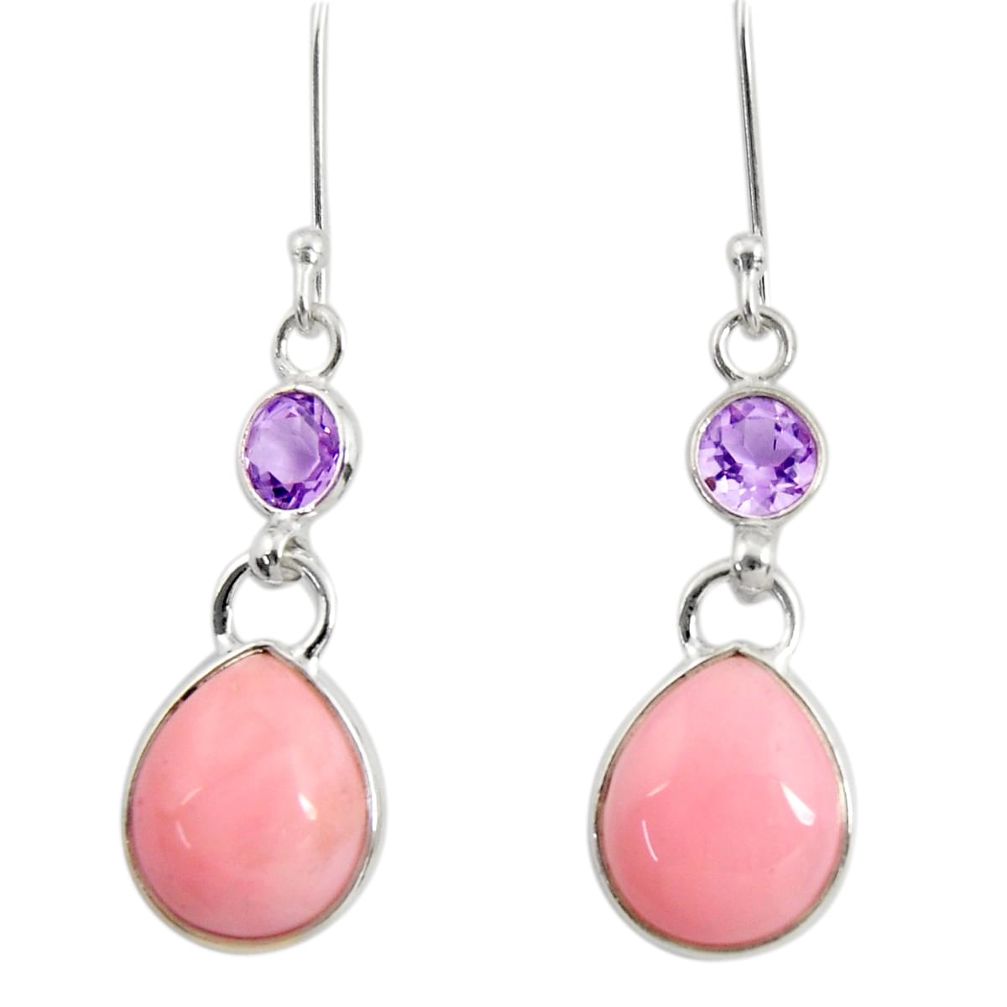 pink opal amethyst 925 sterling silver earrings jewelry d40463