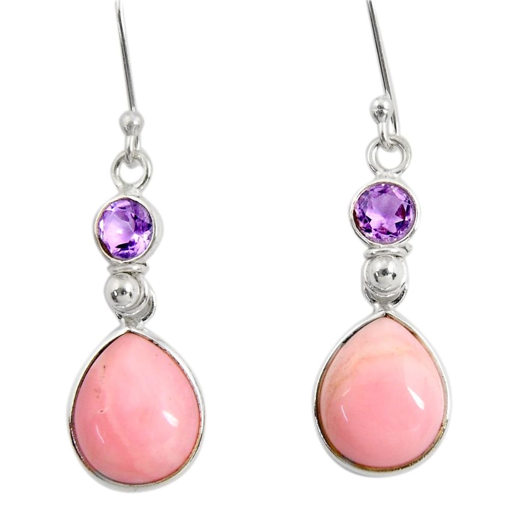 pink opal amethyst 925 sterling silver earrings jewelry d40467