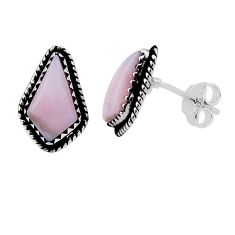 6.44cts natural pink opal fancy 925 sterling silver stud earrings jewelry n31542