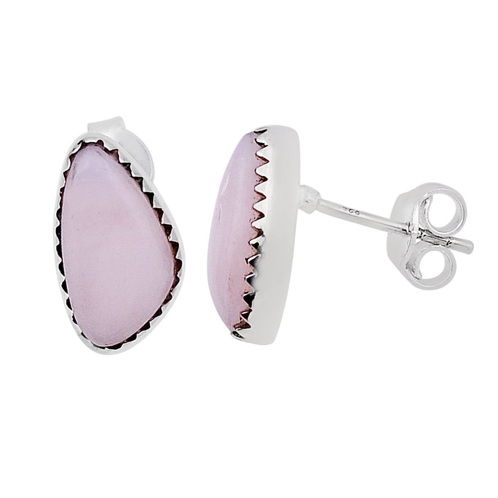 6.74cts natural pink opal fancy 925 sterling silver stud earrings jewelry n31557