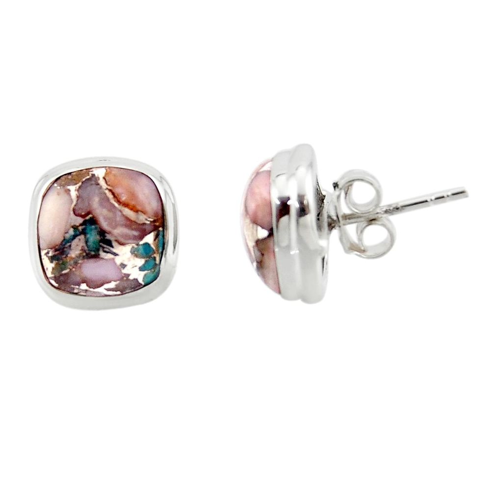 9.55cts natural pink opal in turquoise 925 sterling silver stud earrings r43823